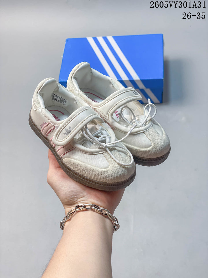 Adidas Originals Samba Jane Kids' Shoes, Cream and Pink
