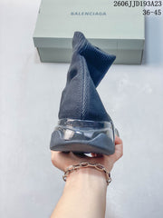 Balenciaga Gray Sock Sneakers with Segmented Sole