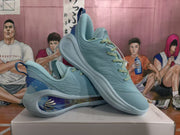 Blue Basketball Sneakers with Patterned Side Panel