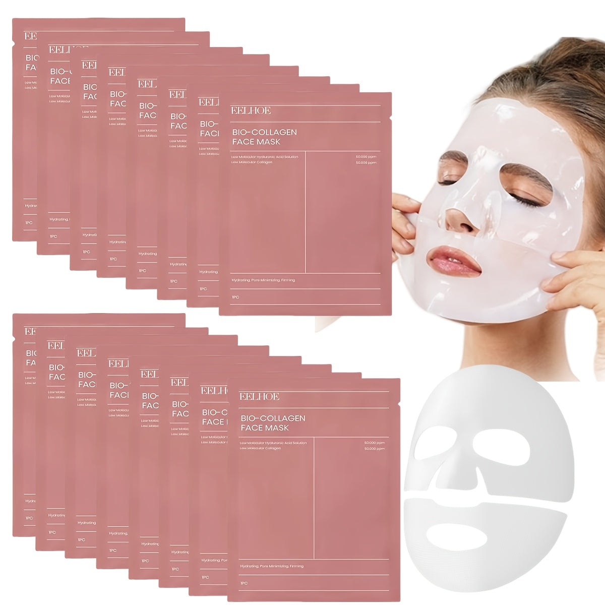 16 Pieces Of Collagen Masks, Containing Hyaluronic Acid And Collagen, To Firm The Light Beige, Korean Skincare Products, The Perfect Christmas Skincare Set, A Gift For Girls.