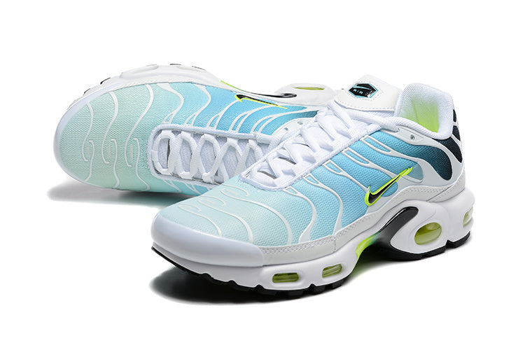 Nike Air Max Plus Sneakers in White, Aqua and Volt