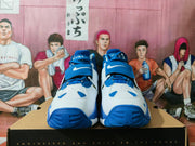 Nike White and Blue High-Top Basketball Sneakers