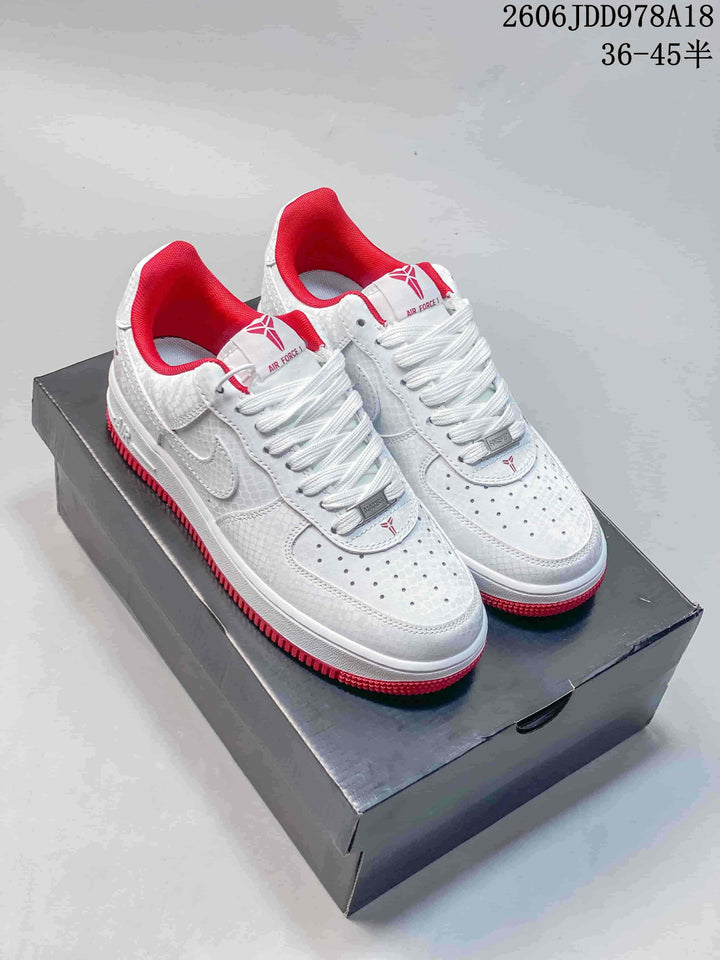 Nike Air Force 1 Low White and Red Sneakers