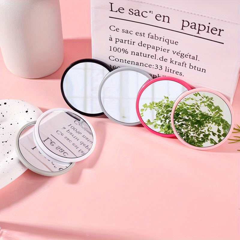 1pc Lightweight Compact Round Mirror - Portable Pocket-Sized HD Makeup Mirror, Available in Pink and Black Frames, Ideal for On-the-Go Touch-Ups, DIY Crafts, Mirror Portable, Best for Christmas