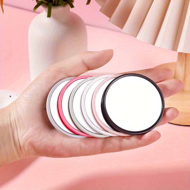 1pc Lightweight Compact Round Mirror - Portable Pocket-Sized HD Makeup Mirror, Available in Pink and Black Frames, Ideal for On-the-Go Touch-Ups, DIY Crafts, Mirror Portable, Best for Christmas