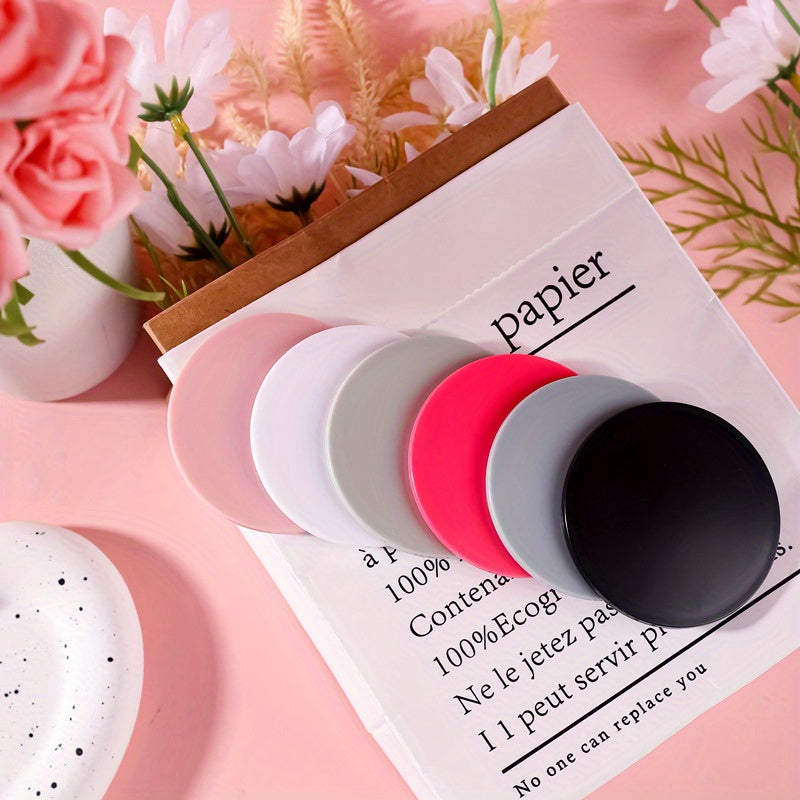 1pc Lightweight Compact Round Mirror - Portable Pocket-Sized HD Makeup Mirror, Available in Pink and Black Frames, Ideal for On-the-Go Touch-Ups, DIY Crafts, Mirror Portable, Best for Christmas