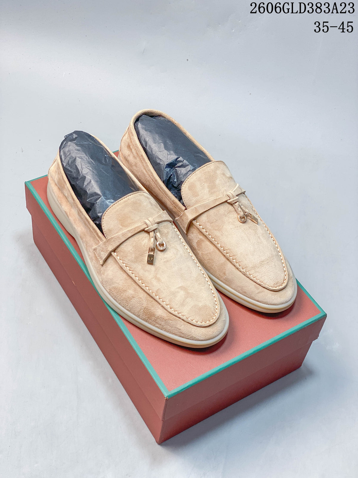 Loro Piana Suede-Style Leather-Effect Loafers, Beige