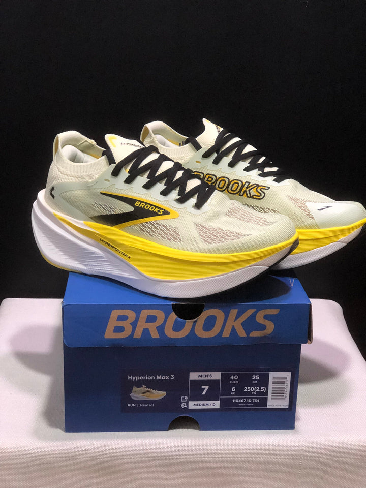 Brooks Hyperion Max 3 Running Shoes, White and Yellow