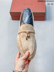 Loro Piana Suede-Style Leather-Effect Loafers, Beige