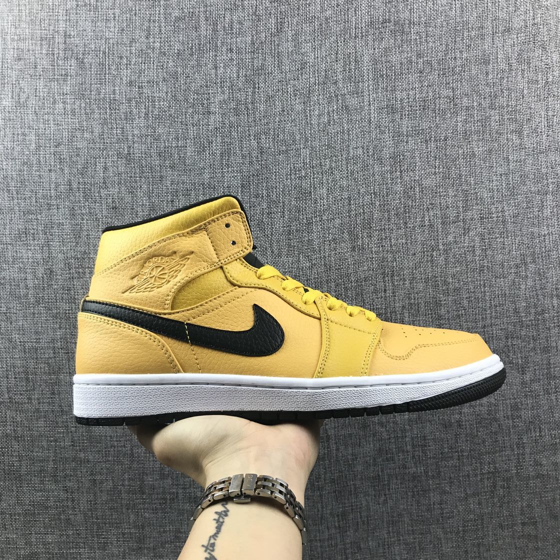 Air Jordan 1 Mid Yellow Black White 554724-700 Sneakers