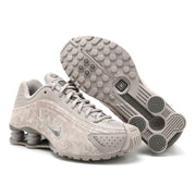 Nike Shox R4 Light Gray Embossed Sneakers