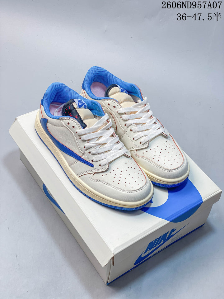 Jordan Air Jordan 1 Low OG Travis Scott Style Sneakers, Blue and White