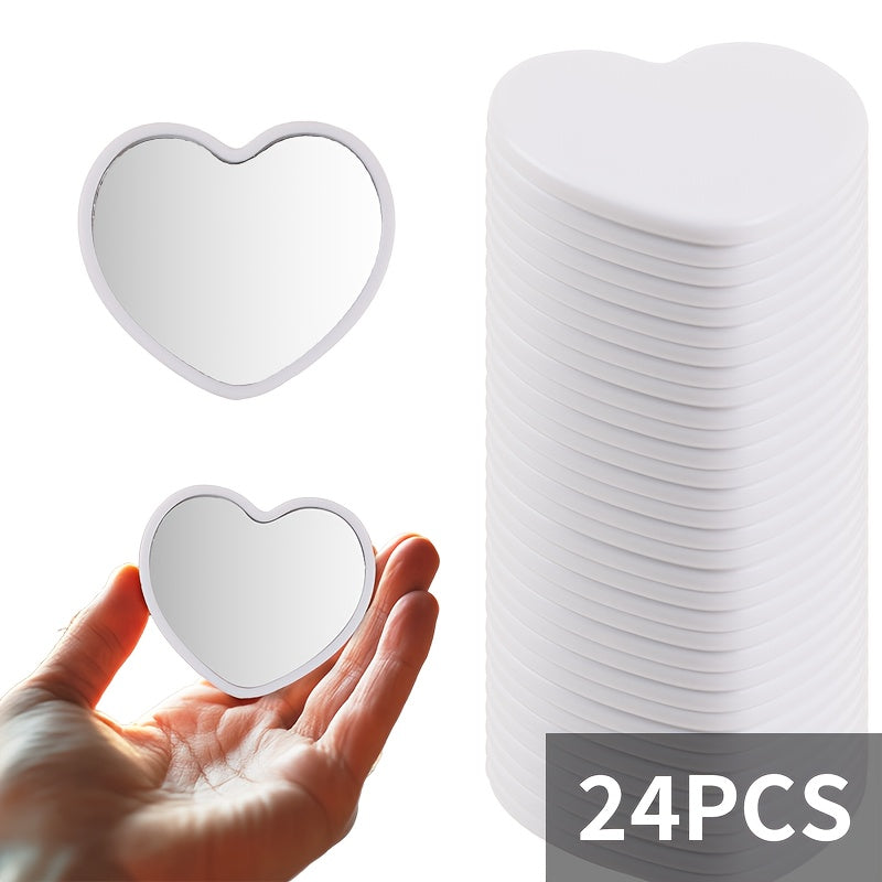 1\u002F24\u002F48pcs Portable Mini Makeup Mirrors - Compact Travel-Friendly Glass Mirrors with Floral Design, No Battery Needed, Perfect for Weddings, Mother'S Day Gifts & On-the-Go Beauty, Wedding Accessories, Polished Finish, Durable Plastic Frame