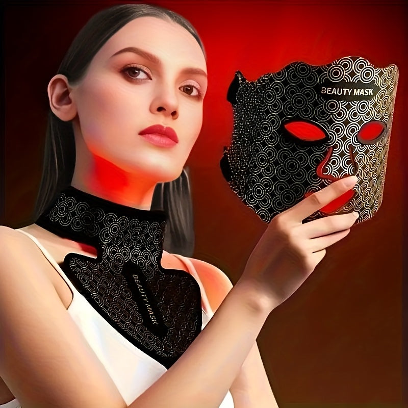 7in 1 LED Color Light Mask Instrument, Use Face - Neck - Chest (93 + 80 LED Light Beads), 1800mAh Rechargeable Lithium Battery, The Controller Can Be Adjusted Light Color, Brightness, Time, Home Travel Essential to Carry The Beauty Tool