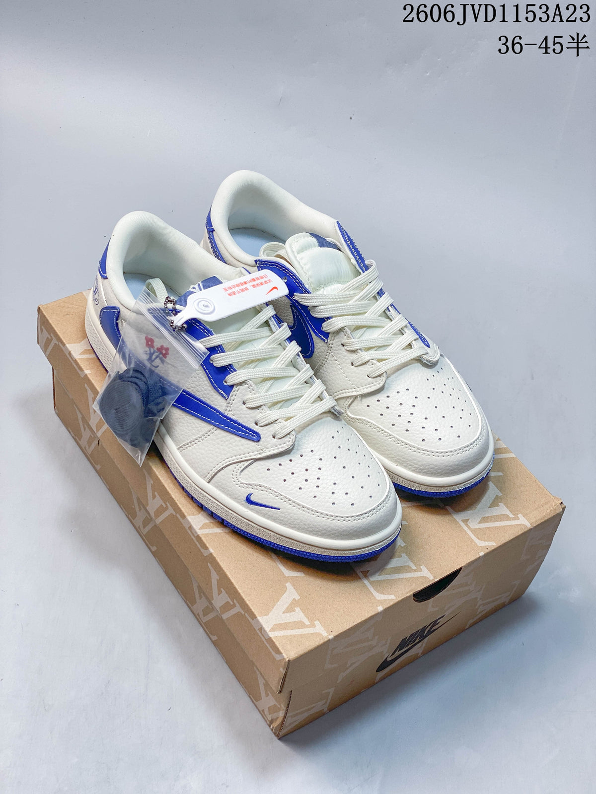 Air Jordan 1 Low Fragment x Travis Scott White Blue Sneakers