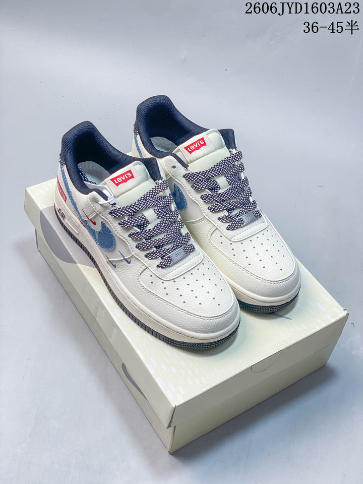 Nike Air Force 1 '07 Low Off-White and Blue Sneakers