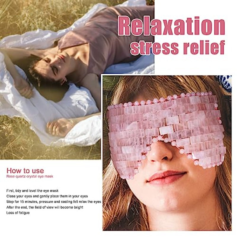 Rose Quartz Jade Eye Mask - Hot & Cold Facial Mask for, Cooling & Skincare, Sensitive Light Safe with Spatula Applicator, Pink Gemstone Design to Dark Circles & Puffiness, & Collagen Boosting, Beauty Sleep Mask, Gemstone, Selfcare Routine