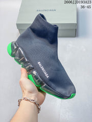 Balenciaga Sock-Style Sneakers in Navy and Neon Green