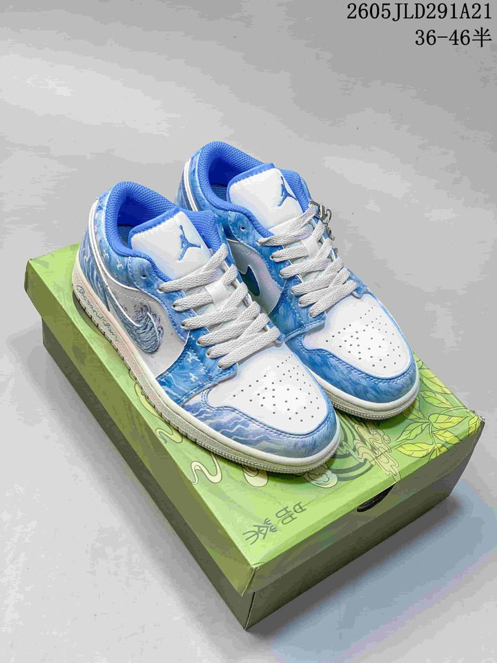 Jordan Air Jordan 1 Low Blue and White Sneakers