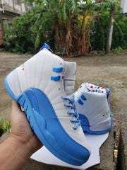 Jordan Air Jordan 12 White and Blue High-Top Sneakers