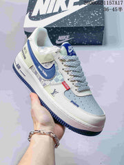 Nike Air Force 1 Low Sneakers in Cream, Gray and Blue
