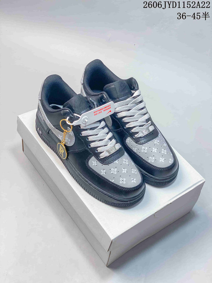 Nike Air Force 1 Low Dark Gray Floral Swoosh Sneakers