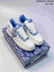 Nike Air Force 1 Low Frayed Denim Swoosh Sneakers
