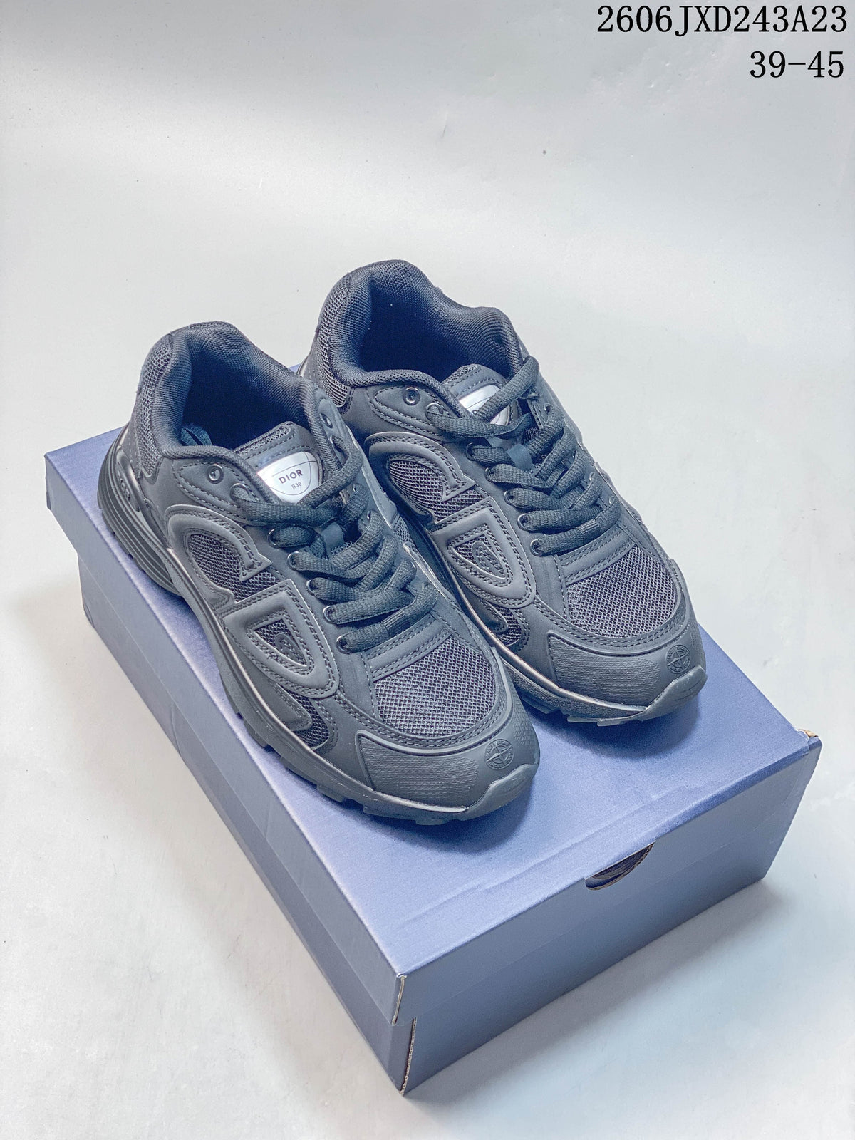 Dior B30 Countdown Low-Top Sneakers in Charcoal Gray