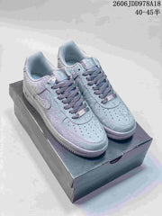 Nike Air Force 1 Low Sneakers, Gray Pattern, Style 611270ASWPR