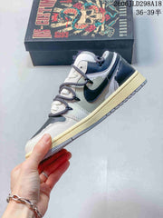 Jordan Air Jordan 1 Low Strap Sneakers in Gray and White