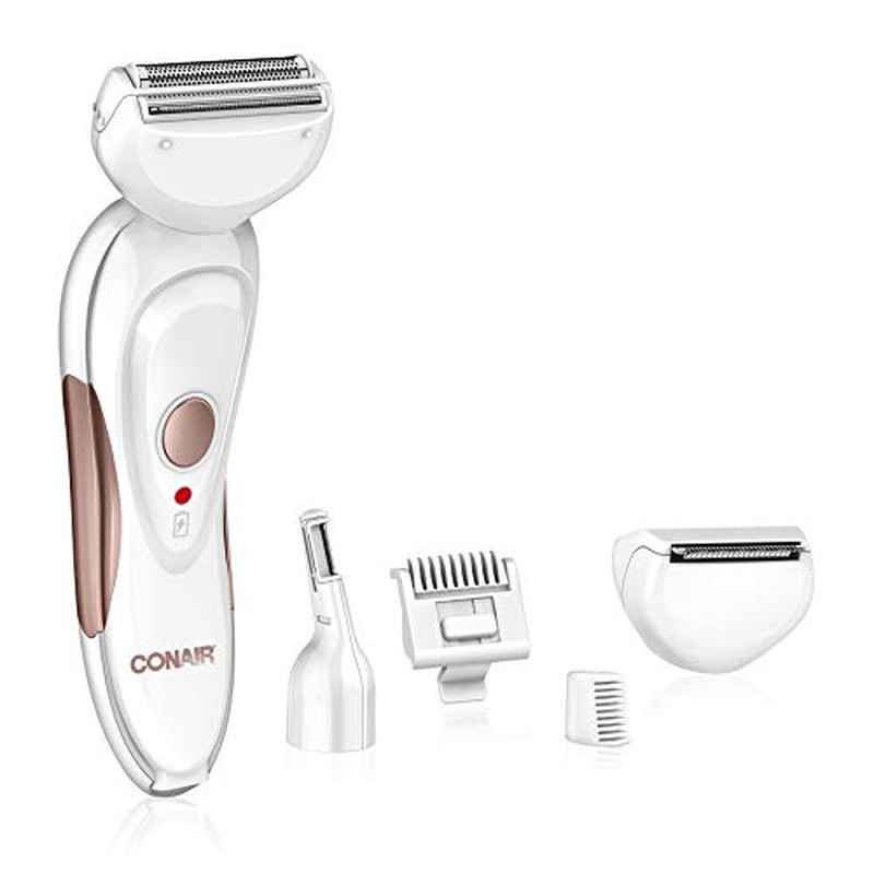 Conair Women'S Cordless Electric Trimmer Shaver - All-in-One Body & Facial Hair Removal Device with Ergonomic Design, Lithium-Ion Battery-Powered (Non-Rechargeable) for Face, Legs, Bikini Line, Eyebrows, Ears & Nose - Compact & Lightweight with Clea