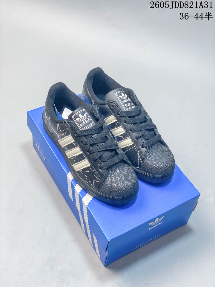 adidas Superstar Sneakers in Charcoal with Star Stitching