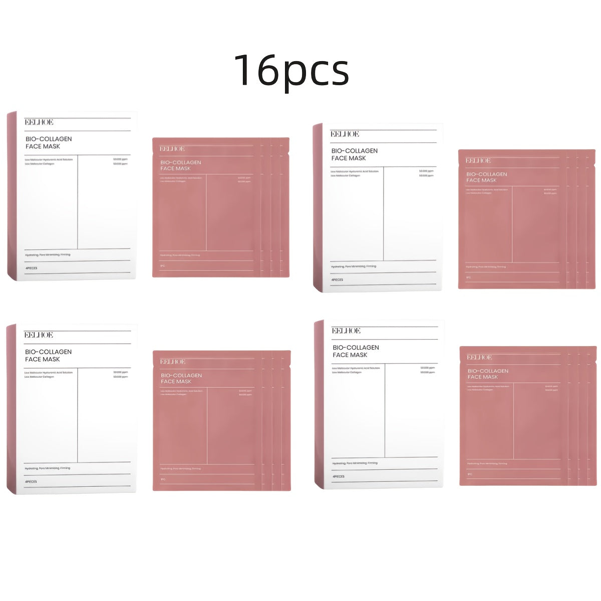 16 Pieces Of Collagen Masks, Containing Hyaluronic Acid And Collagen, To Firm The Light Beige, Korean Skincare Products, The Perfect Christmas Skincare Set, A Gift For Girls.