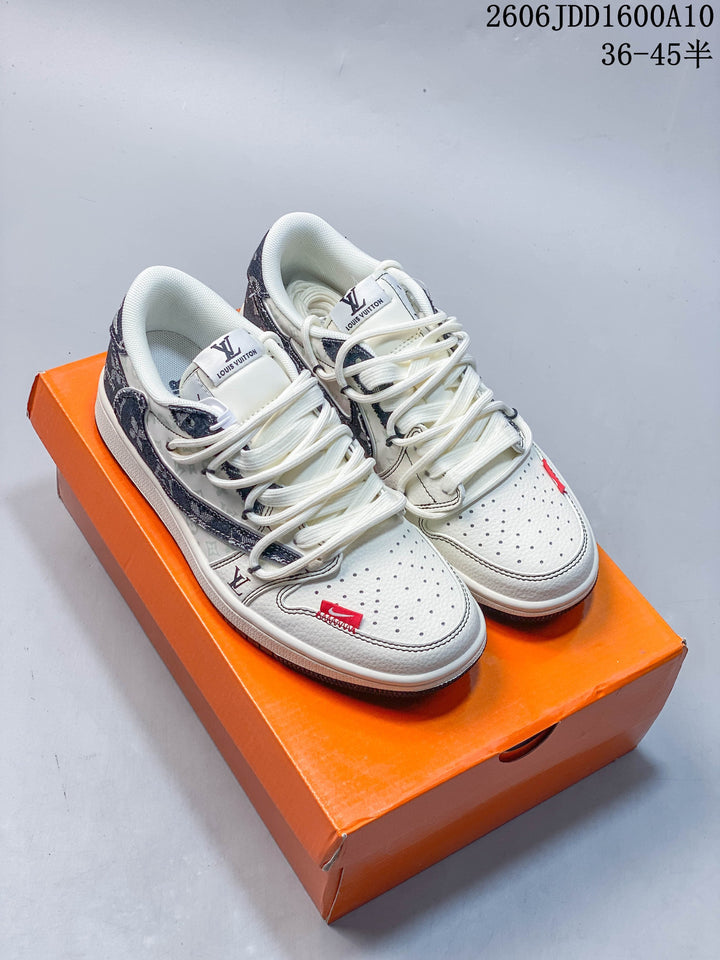 Travis Scott x Jordan 1 Low Louis Vuitton-Style Sneaker