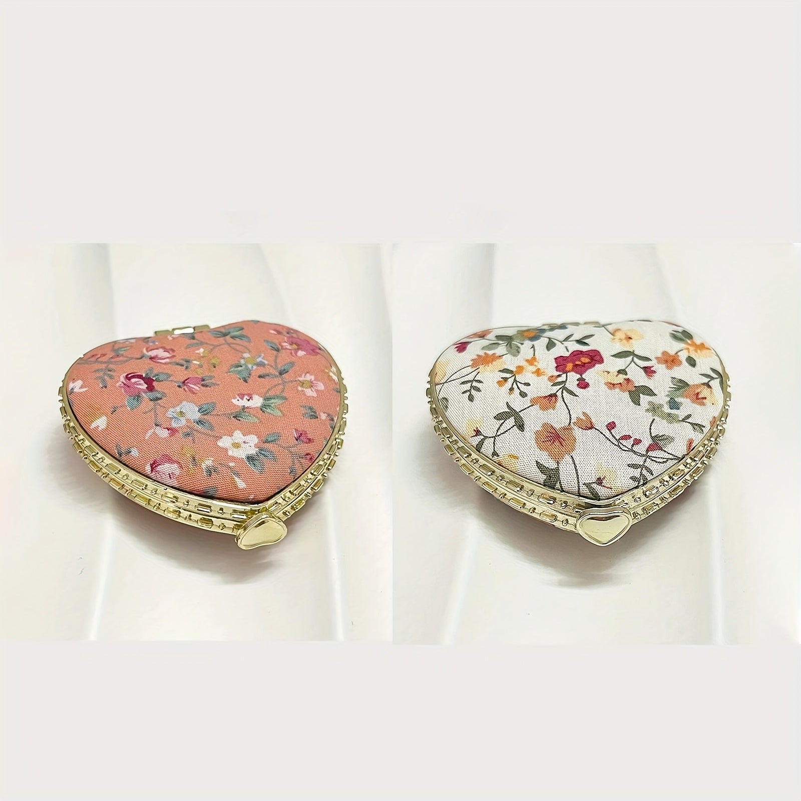 1pc\u002F2pcs Portable Heart-Shaped Folding Makeup Mirror, Retro Double-Sided Vanity Mirror for Living Room, Bedroom, Bathroom & Travel Accessories