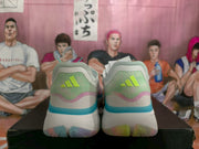 Adidas White and Blue Basketball Sneakers with Multicolor Accents