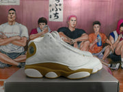 Jordan White and Wheat High-Top Basketball Sneakers