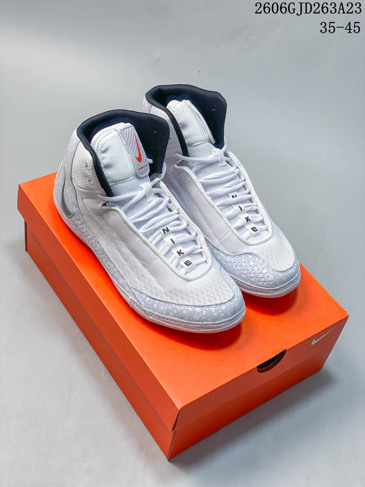 Nike Inflict 4 Wrestling Shoes in White and Grey