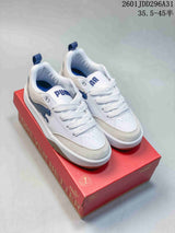 PUMA 180 White Platform Sneakers with Navy Accents