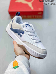PUMA 180 White Platform Sneakers with Navy Accents