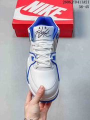Nike Flight Legacy Mid-Top Basketball Shoes, White and Blue