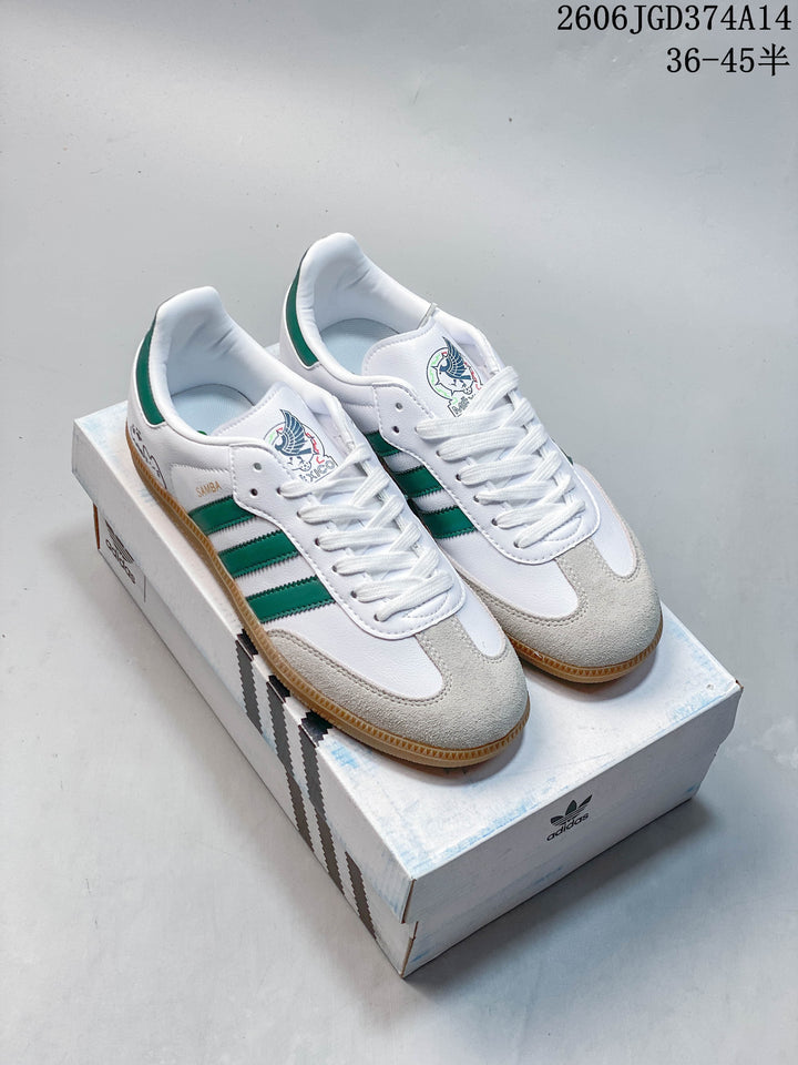 adidas Originals Samba Vegan OG SPD Low-Top Sneakers, White and Green