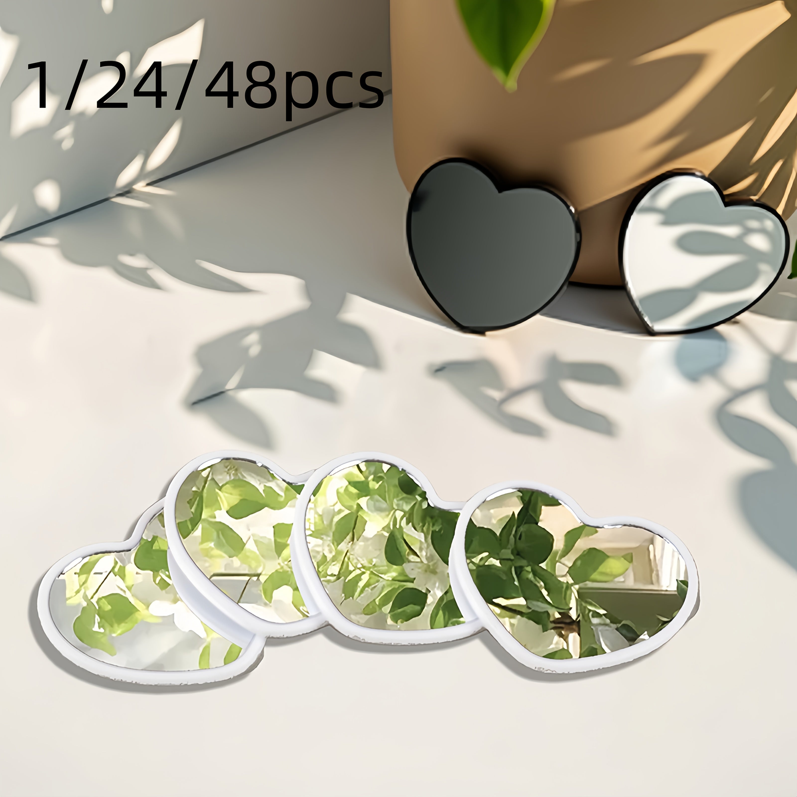 1\u002F24\u002F48pcs Portable Mini Makeup Mirrors - Compact Travel-Friendly Glass Mirrors with Floral Design, No Battery Needed, Perfect for Weddings, Mother'S Day Gifts & On-the-Go Beauty, Wedding Accessories, Polished Finish, Durable Plastic Frame