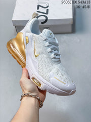 Nike Air Max 270 White and Gold Sneakers