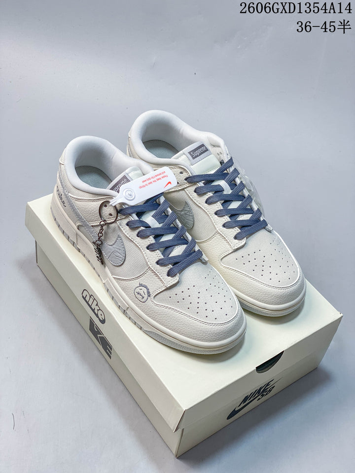 Nike Dunk Low DIY Custom Sneakers in White and Gray