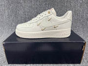 Nike Air Force 1 Low White Gold Swoosh Sneakers FV3654-111