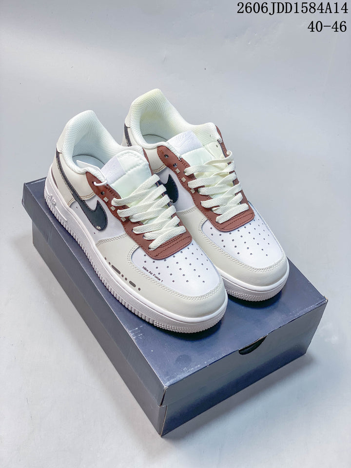 Nike Air Force 1 Low White Brown Sneakers