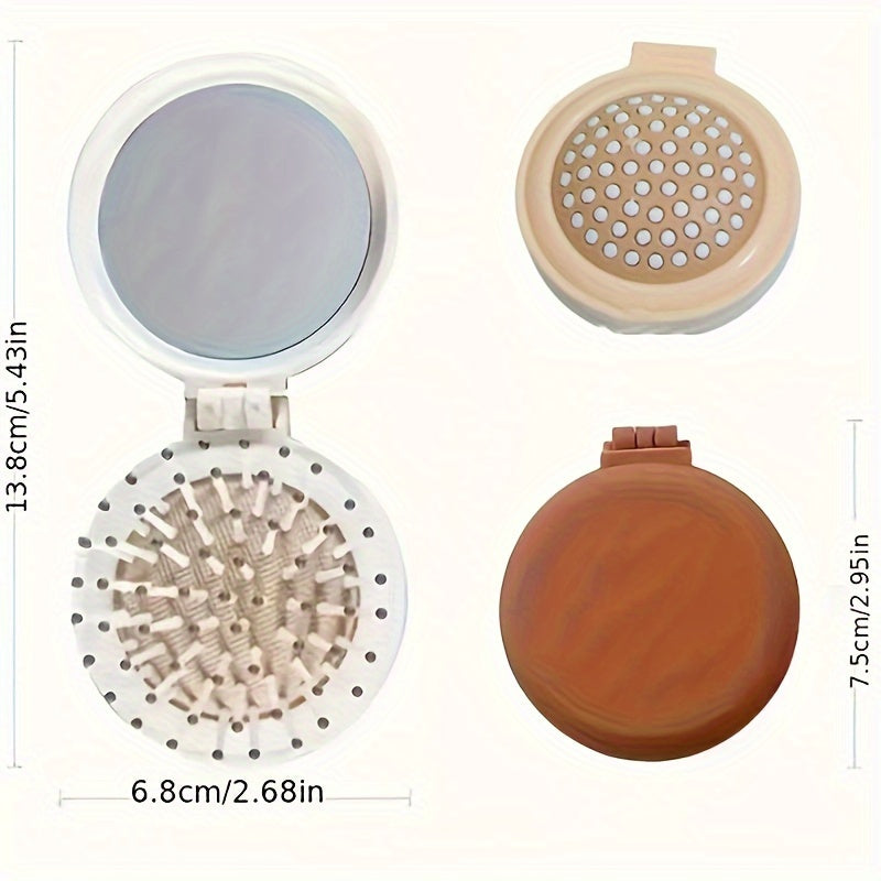 1 Pc Mini Portable Women's Comb For Outdoor, Lightweight Bifold Travel Comb With Mirror