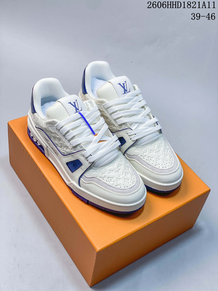 Louis Vuitton LV Trainer Sneakers in White and Blue