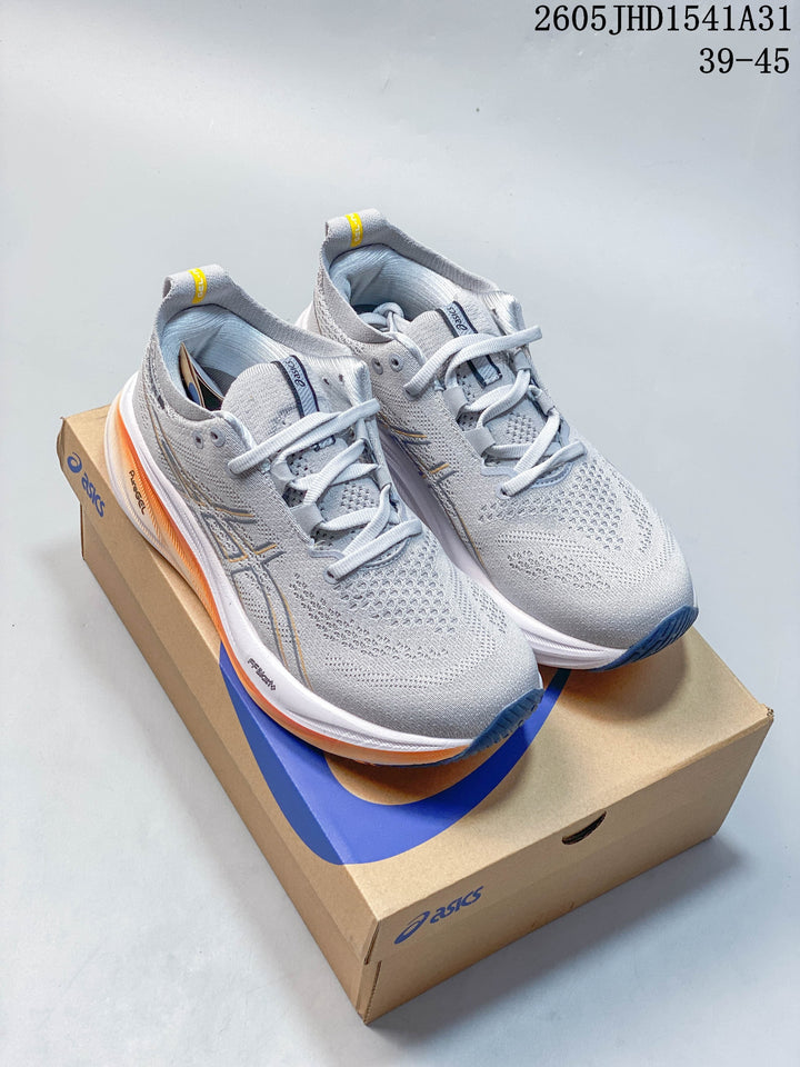 ASICS GEL-NIMBUS 26 Running Shoes, Gray and Orange